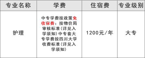 四川红十字卫生学校（护理大专专业）学费