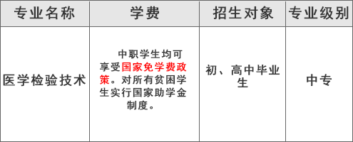 简阳市中等卫生职业学校（医学检验技术专业）学费